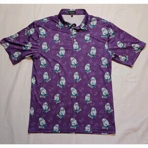 Mens Snowman Golf Polo X-Large Purple Scratch Golfer Polo Yeti DJ